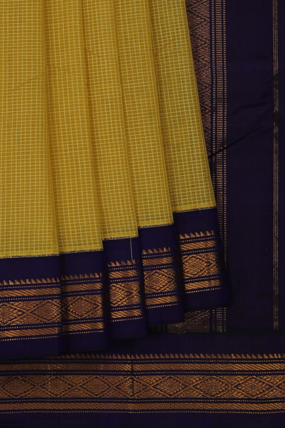 Image of Gadwal Cotton Yellow Saree